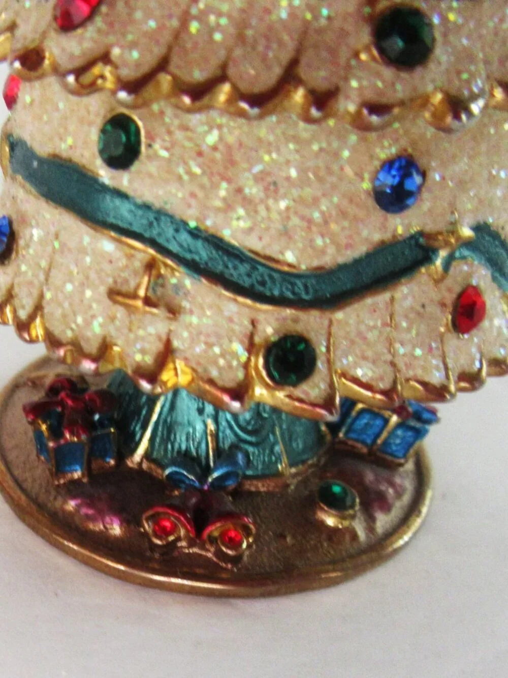 Ceramic Christmas Tree ring box  with rhinestones and glitter - gift box